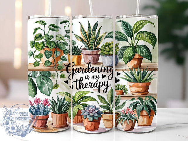 Gardening Is My Therapy Green Thumb Tumbler, Garden Lover Gift, 20oz Plant Tumbler Design, Gardening Is My Therapy, Nature Lover Tumbler, Floral Sublimation Wrap, Green Thumb Tumbler Sublimation ToriDesigns 