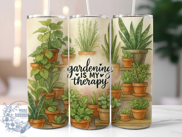 Gardening Is My Therapy Green Thumb Tumbler, Garden Lover Gift, 20oz Plant Tumbler Design, Gardening Is My Therapy, Nature Lover Tumbler, Floral Sublimation Wrap, Green Thumb Tumbler Sublimation ToriDesigns 