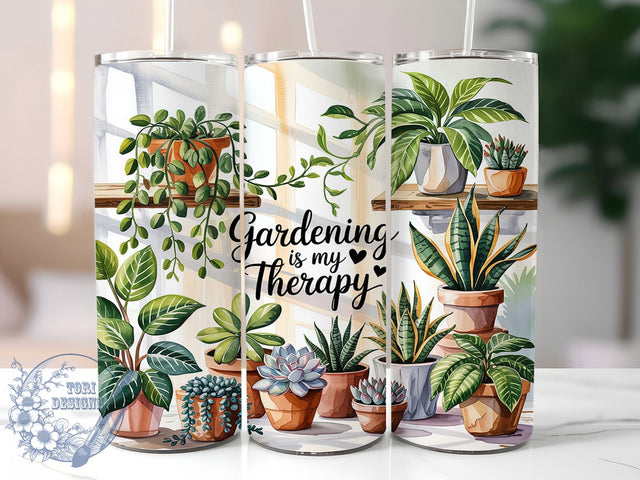 Gardening Is My Therapy Green Thumb Tumbler, Garden Lover Gift, 20oz Plant Tumbler Design, Gardening Is My Therapy, Nature Lover Tumbler, Floral Sublimation Wrap, Green Thumb Tumbler Sublimation ToriDesigns 