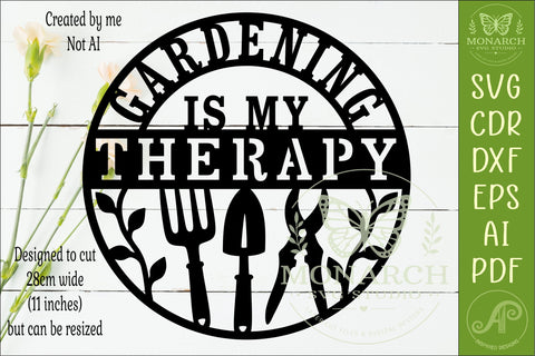 Gardening Is My Therapy SVG Laser Cut Garden Sign File SVG APInspireddesigns 