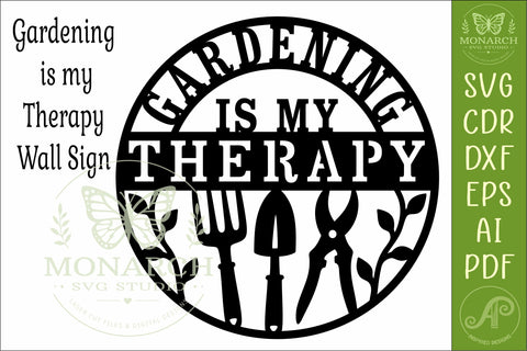 Gardening Is My Therapy SVG Laser Cut Garden Sign File SVG APInspireddesigns 