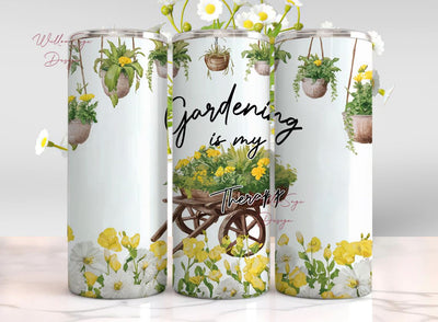 Gardening Is My Therapy Tumbler Wrap, Watercolor Tumbler Wrap, Gardener Gardening Tumbler Wrap, Digital File Download Sublimation WillowSageDesign 