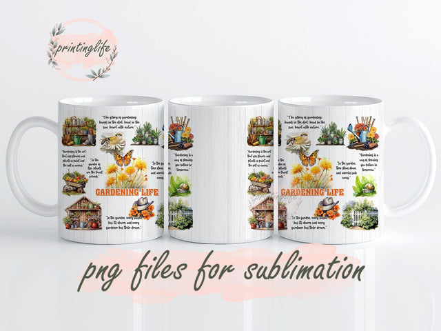 Gardening life Mug Wrap Design, Instant Digital Design Download Mug Wrap Design, Mug Design PNG Sublimation PrintingLife 
