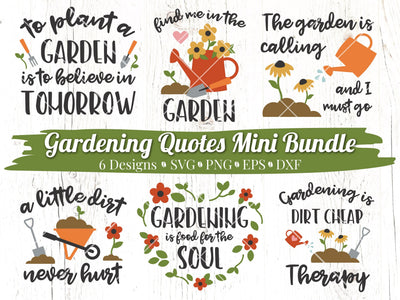 Gardening Quotes Mini Bundle SVG Caffeinated SVGs 