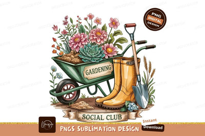 Gardening Still Life With Wheelbarrow And Boots Sublimation Designangry 