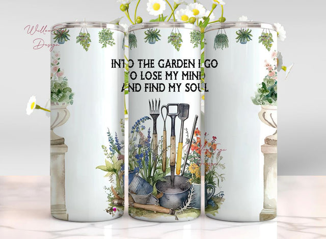 Gardening Sublimation Design, 20oz Skinny Tumbler, Plant Obsessed, Gardening Gift, Into the Garden I Go Seamless Tumbler Wrap, Plant Lady Sublimation WillowSageDesign 