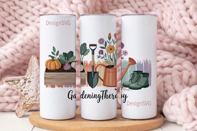 Gardening Therapy 20oz Tumbler Wrap Sublimation DesignSVG 