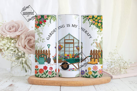Gardening Therapy 20oz Tumbler Wrap Sublimation sassyprint 
