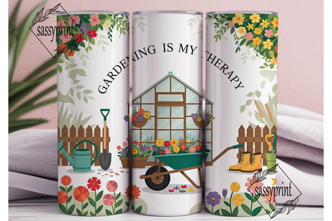 Gardening Therapy 20oz Tumbler Wrap Sublimation sassyprint 