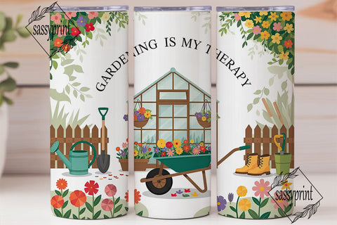 Gardening Therapy 20oz Tumbler Wrap Sublimation sassyprint 