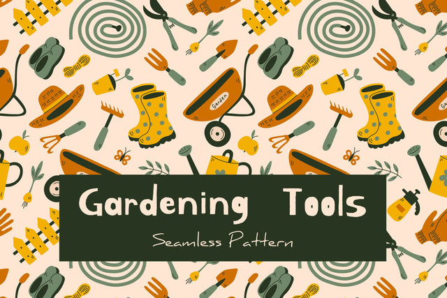 Gardening Tools Seamless Pattern Background Paper Digital Pattern Rin Green 