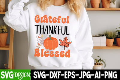 Garteful Thankful Blessed SVG Design | Fall SVG Bundle | Autumn SVG | Thanksgiving Quotes | Fall Round Sign |Thanksgiving Sublimation | Farmhouse Fall | Cricut Silhouette Cut Files SVG BlackCatsMedia 