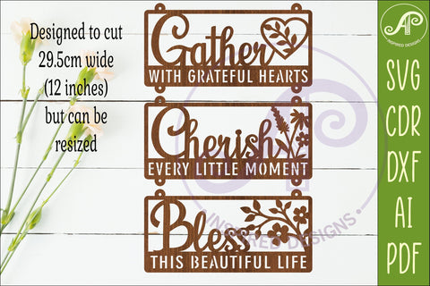 Gather Cherish Bless wall sign | Farmhouse Wall Art Laser SVG APInspireddesigns 