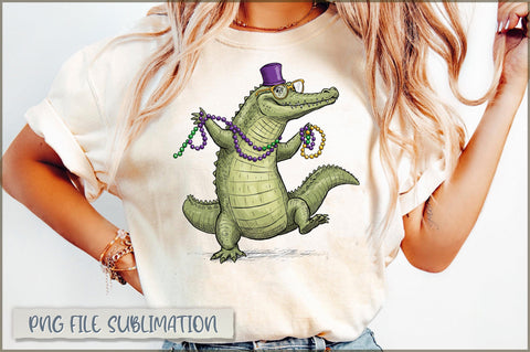 Gator Mardi Gras Alligator PNG Sublimation Shetara Begum 
