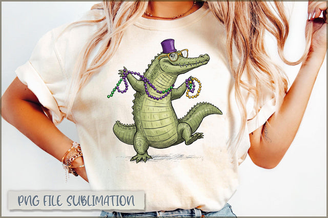 Gator Mardi Gras Alligator PNG Sublimation Shetara Begum 