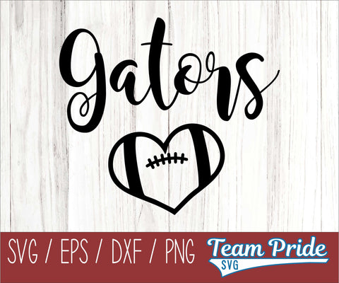 Gators Football Heart SVG Digital Download Printable - SVG, EPS, DXF, PNG SVG Team Pride SVG 
