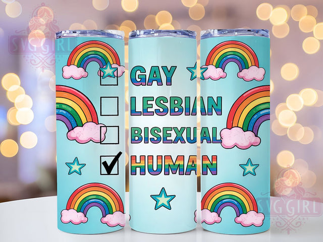 Gay Lesbian Bisexual Human Pride Tumbler Wrap, LGBTQ Human Drinkware, Pride 20Oz Tumbler Wrap, Bisexual Lesbian Gay Tumbler, Sublimation LGBTQ Cup, LGBTQ Plus Tumbler Wrap Sublimation SvggirlplusArt 