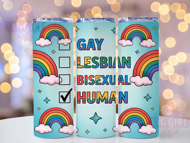 Gay Lesbian Bisexual Human Pride Tumbler Wrap, LGBTQ Human Drinkware, Pride 20Oz Tumbler Wrap, Bisexual Lesbian Gay Tumbler, Sublimation LGBTQ Cup, LGBTQ Plus Tumbler Wrap Sublimation SvggirlplusArt 