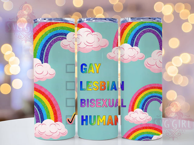 Gay Lesbian Bisexual Human Pride Tumbler Wrap, LGBTQ Human Drinkware, Pride 20Oz Tumbler Wrap, Bisexual Lesbian Gay Tumbler, Sublimation LGBTQ Cup, LGBTQ Plus Tumbler Wrap Sublimation SvggirlplusArt 
