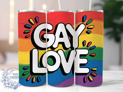 Gay Love Pride 20oz Tumbler, Gay Love, Tumbler Wrap, Sublimation Design, 20oz Tumbler, LGBTQ Pride, Equality Sublimation ToriDesigns 