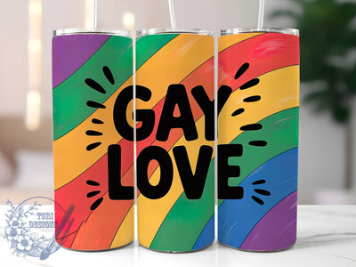 Gay Love Pride 20oz Tumbler, Gay Love, Tumbler Wrap, Sublimation Design, 20oz Tumbler, LGBTQ Pride, Equality Sublimation ToriDesigns 