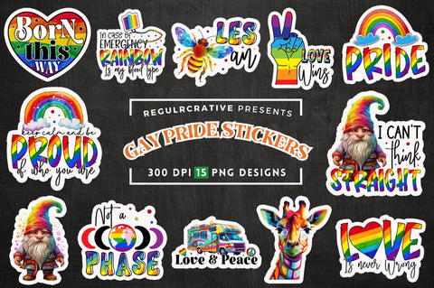Gay Pride Stickers Bundle Sublimation Regulrcrative 