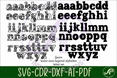 Gear Steampunk lowe case alphabet letter set bundle 43 SVG APInspireddesigns 