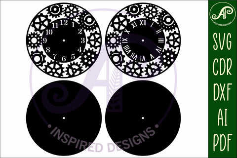 Gears clock wall clock laser cut files, SVG SVG APInspireddesigns 