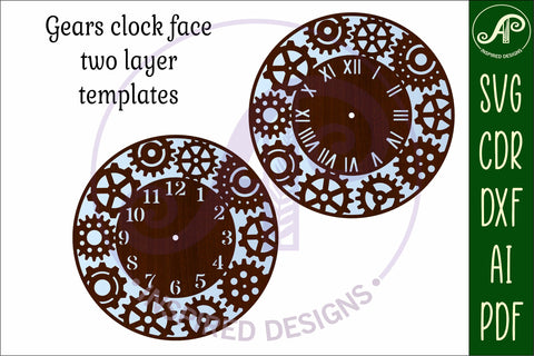 Gears clock wall clock laser cut files, SVG SVG APInspireddesigns 