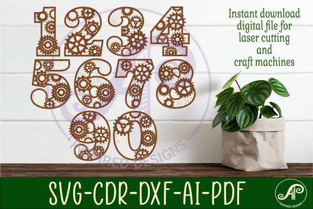 Gears numbers two layer wall sign SVG cut files SVG APInspireddesigns 