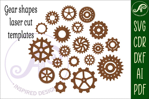 Gears Silhouette laser cut shapes x 20 SVG SVG APInspireddesigns 