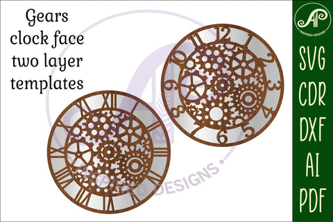 Gears wall clock laser cut files, SVG file. vector SVG APInspireddesigns 