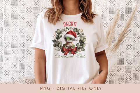 Gecko Christmas Club PNG - Cute Pet Holiday Design Sublimation BijouBay 