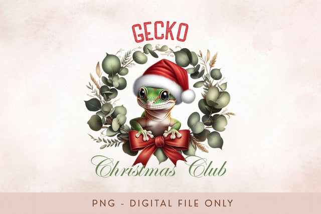 Gecko Christmas Club PNG - Cute Pet Holiday Design Sublimation BijouBay 
