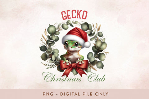 Gecko Christmas Club PNG - Cute Pet Holiday Design Sublimation BijouBay 