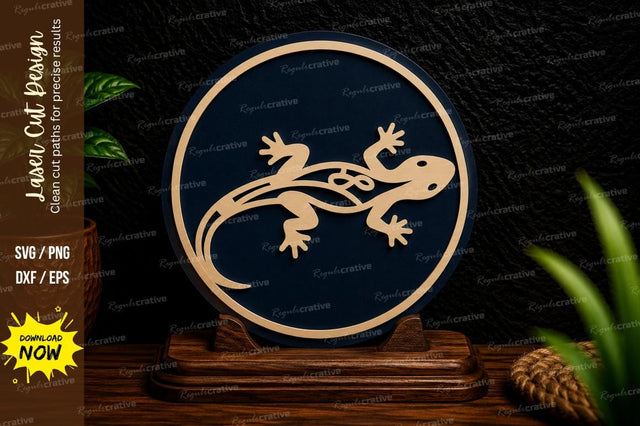 Gecko Circle Ornament Laser Cut Svg Design SVG Regulrcrative 