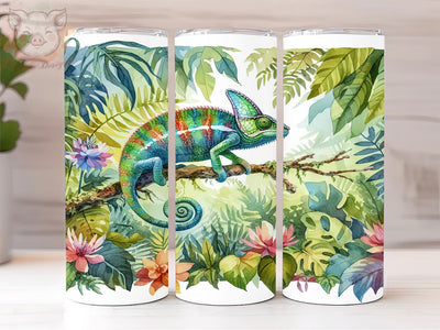 Gecko Floral 20oz Tumbler Png, Straight & Tapered Tumbler Png, Chameleon Tumbler Png, Digital Download PNG Sublimation Lara' s Designs 