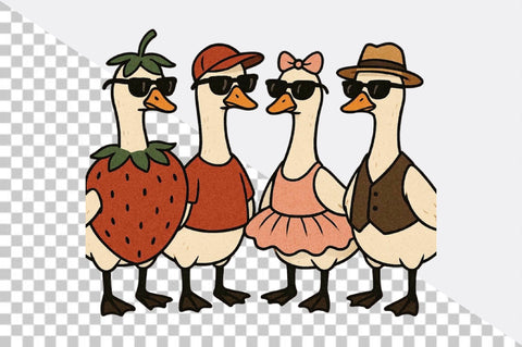 Geese dressed in fun outfits Sublimation Clipart Sublimation SVGArt 