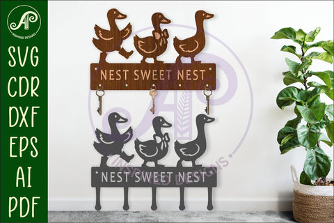 Geese Key holders for metal and laser cutting SVG APInspireddesigns 