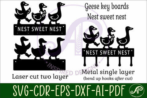 Geese Key holders for metal and laser cutting SVG APInspireddesigns 