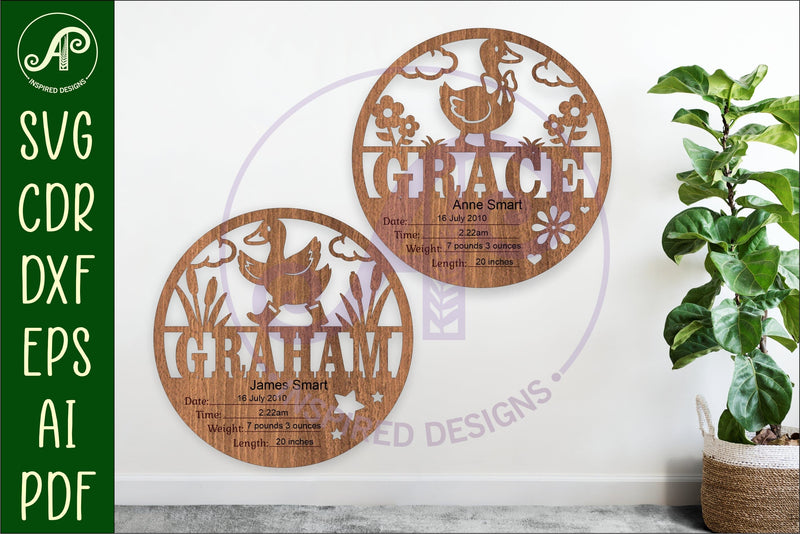 Geese themed Newborn Baby stats, Birth plaque, name SVG APInspireddesigns 