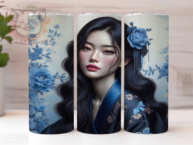 Geisha Beauty Asian Art Tumbler, Japanese Style Cup, Tattoo Design Present, Geisha Art Tumbler, Oriental Beauty Gift, Japanese Culture Cup, Asian Portrait Design Sublimation Lara' s Designs 