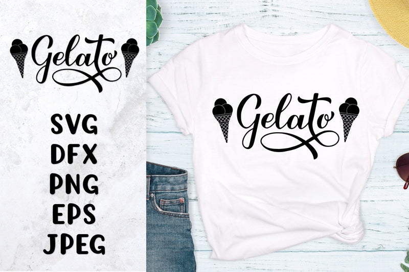 Gelato hand lettered SVG. Italian ice cream. Summer design SVG LaBelezoka 