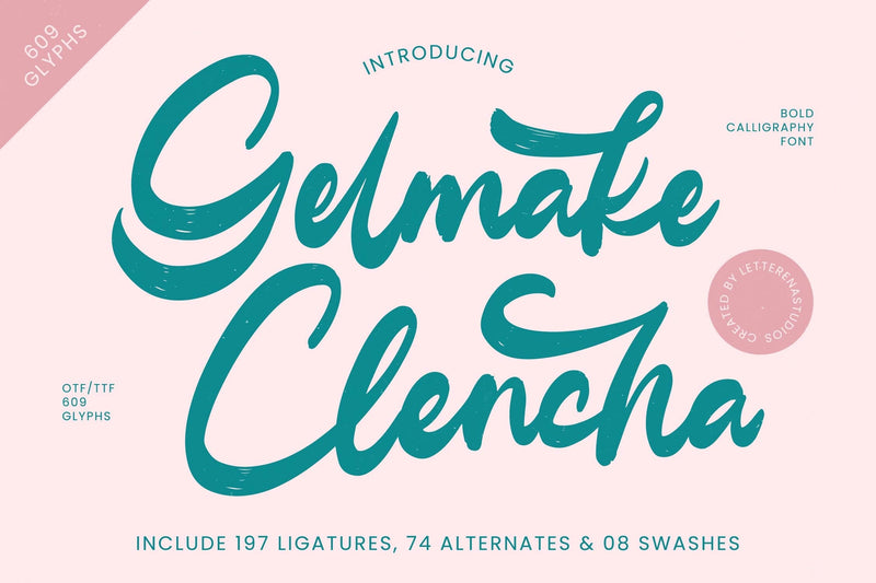 Gelmake Clencha - Bold Calligraphy Font Font Letterena Studios 