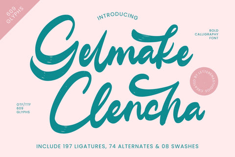 Gelmake Clencha - Bold Calligraphy Font Font Letterena Studios 