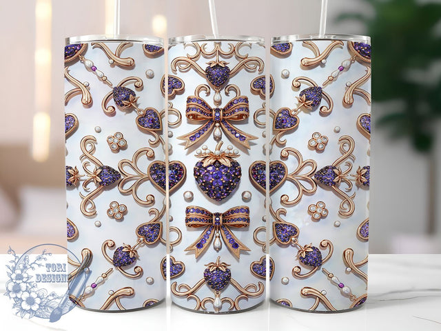 Gem Heart Luxury Glow 20oz Tumbler, Gem Motif, Heart Design, Luxury Theme, Glow Effect, Elegant Style, Skinny Tumbler, Sublimation PNG Sublimation ToriDesigns 