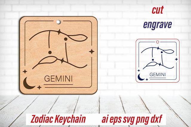 Gemini keychain svg, Zodiac sign, Astrology laser engraving SVG AnastasiyaArtDesign 