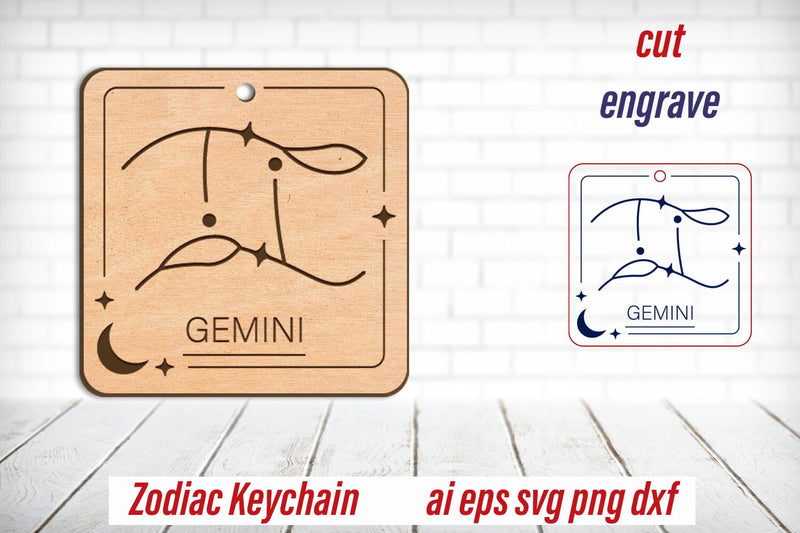 Gemini keychain svg, Zodiac sign, Astrology laser engraving SVG AnastasiyaArtDesign 