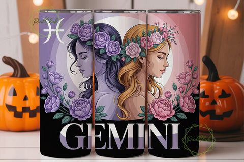 Gemini Zodiac 20oz Tumbler Wrap Sublimation PixelChick 