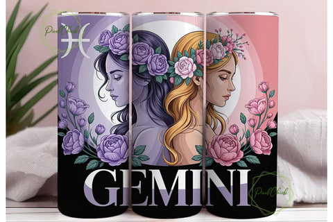 Gemini Zodiac 20oz Tumbler Wrap Sublimation PixelChick 